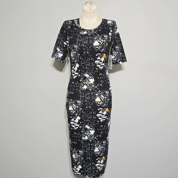 Nwt LuLaRoe Julia Dress XXS Womens Cybercore Techie Digital Futuristic Print - Picture 5 of 10